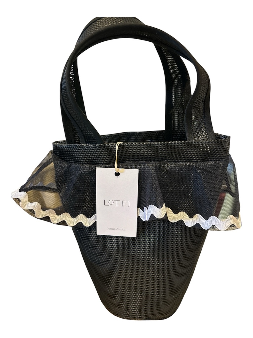 Black Ruffle-Trim Tote